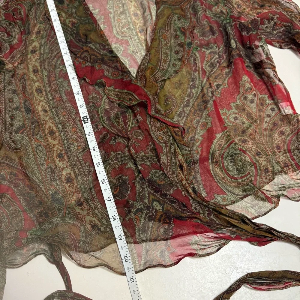 Kay Unger NY beautiful 3 piece set Pants, camo, wrap over shirt size 10 - Picture 7 of 11